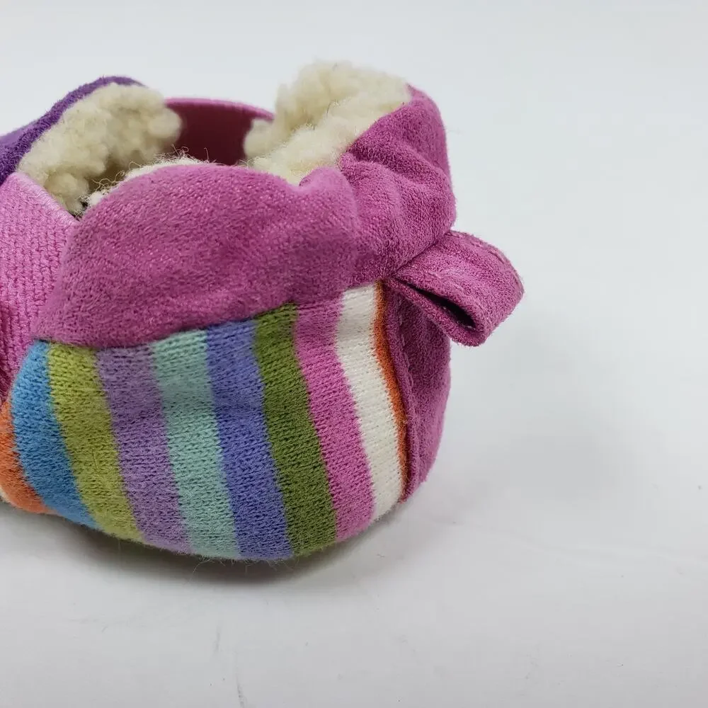 Acorn Critter Owl Infant Baby Girl Size 6-12 Months Slip On Pink Purple Slippers